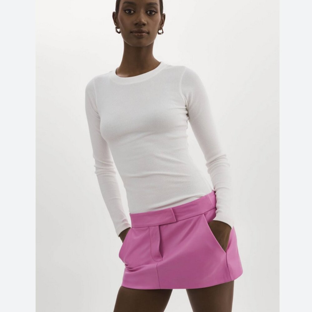 Lamarque ‘Inaya’ Leather Mini Skirt in Hot Pink